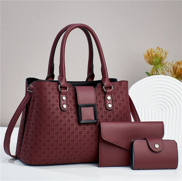 Wedding Cute pink Quilted Soft Pu Leather Ladies Clutch Handbag Bag Set
