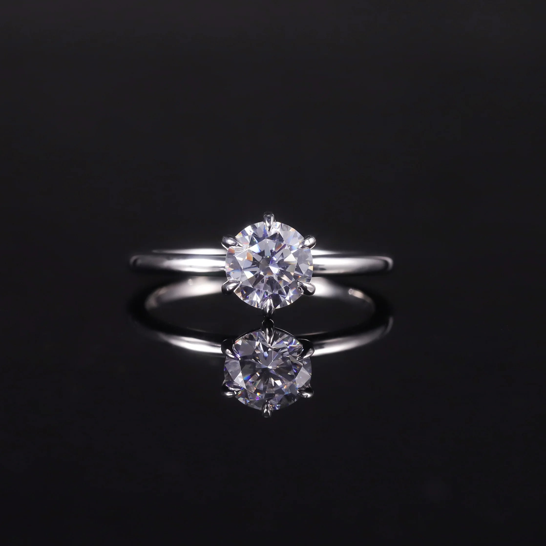 SU302 Abiding Wholesale Price 5A Cubic Zirconia 6.5MM 1ct Round Moissanite Diamond 6 Prong 925 Sterling Silver Solitaire Ring
