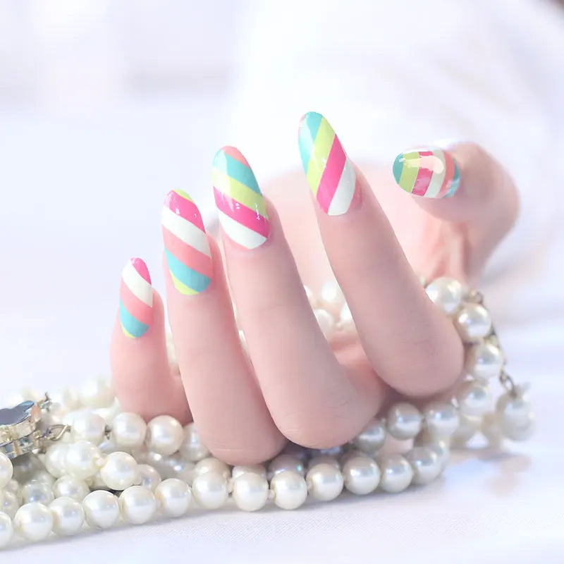 Colorful Flower and Butterfly Design 100% Real Nail Polish Wraps Nail Sticker