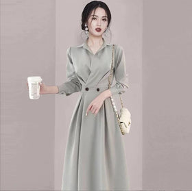 2023 New Women's French Shirt Dress Goddess Elegant Long Dress