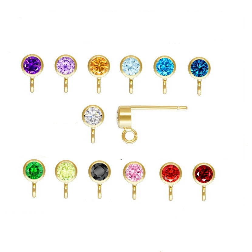 Hot 14K Gold Filled 3mm 4mm Post Earring W/ring for Women DIY Accessories Wholesale Studs