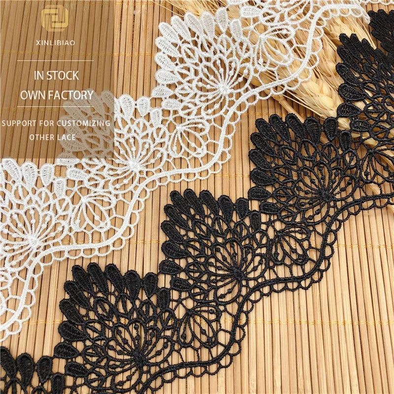 Off-the-shelf Clothing Accessories 7cm Polyester Fine Wire Barcode Polyester 2 Strands Factory Direct Lace Water Soluble Lace