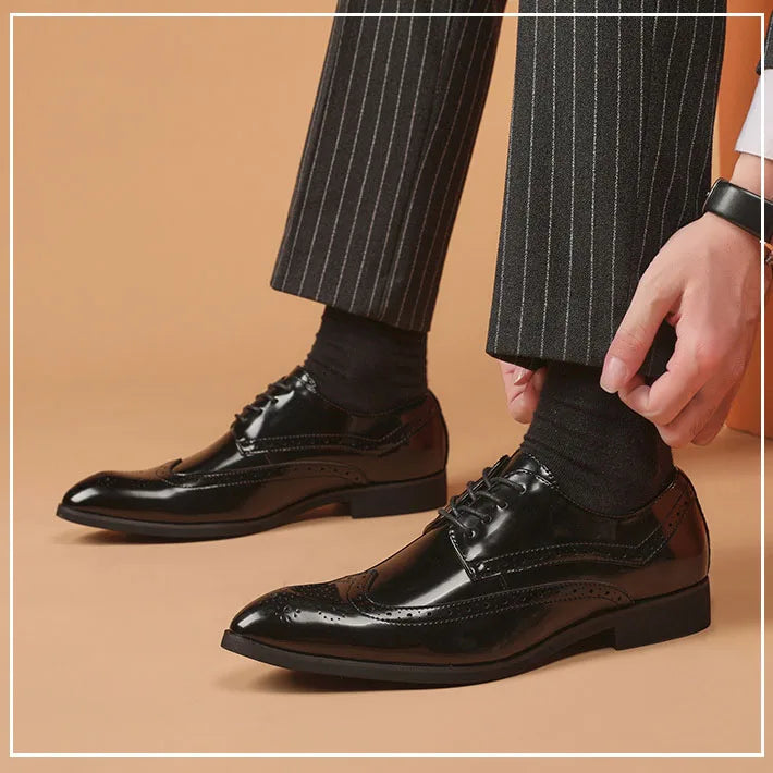 Fashion Luxury Genuine Leather Business Office  Soft Walking Style Dress Shoes for Men