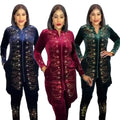 Good Quality Two Piece Pants Set Velvet Fabric African Kanga Clothing Summer Luxury Rhinestones Office Suit Women's Clothing