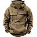 American Vintage Men's Hoodie Sweatshirt Spring Autumn Pullover Jacket Oversized Hood Multi-Pocket Design Woven Solid Printed