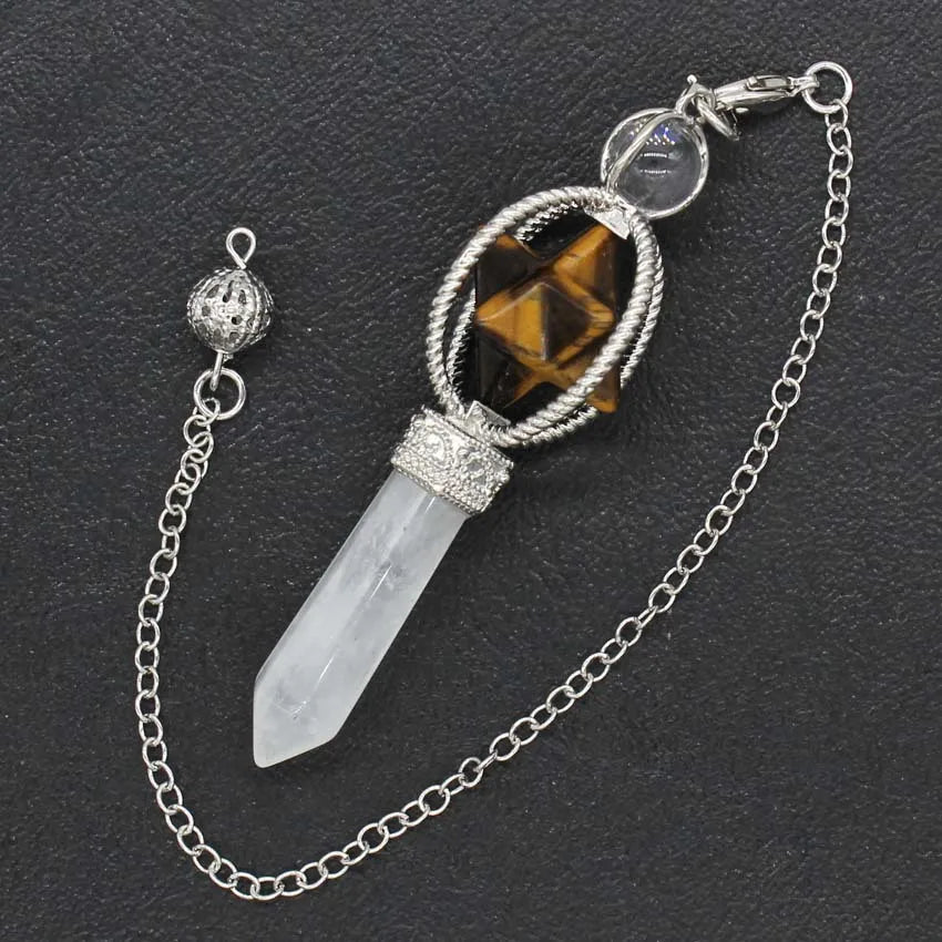 Hongzhuo Natural Stones Pendant Amulet Crystal Meditation Pendulum Tiger-eye Reiki Energy for Men Women Jewelry Jewelry