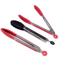 Stainless Steel Cooking Kitchen Tongs with Silicone Tips and Rubber Grips 9" & 12" BBQ Tongs for Home Kitchen Use