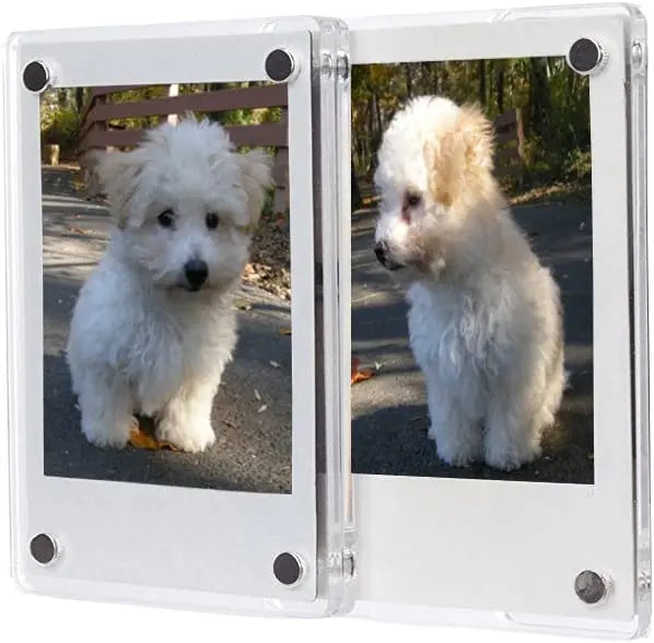 3\" Double Sided Clear Acrylic and Glass Magnetic Photo Frame for Fujifilm Photos for Displaying on Refrigerator