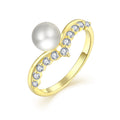 YILUN Gold Plated Single Stone Pearl Ring 925 Sterling Silver Classic Crown Shape Freshwater Pearl Cluster Rings for Women