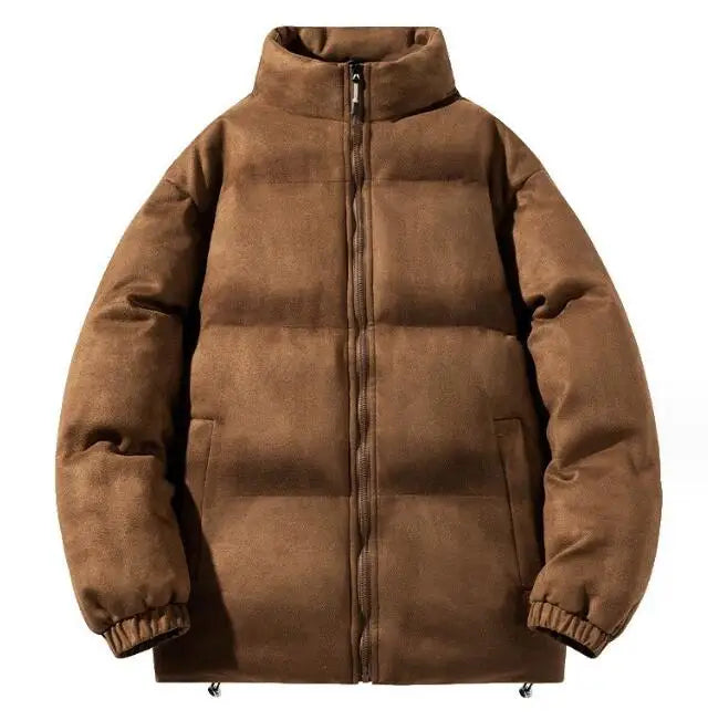 Men's New Fashion Stand Collar Suede Leather Coat Couples Bread Jacket Quilted Cotton Man Jacket