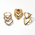 Vintage Brass Alloy Average Non Adjustable Finger Rings Ring Set for All Fingers 5pcs Pack for Women