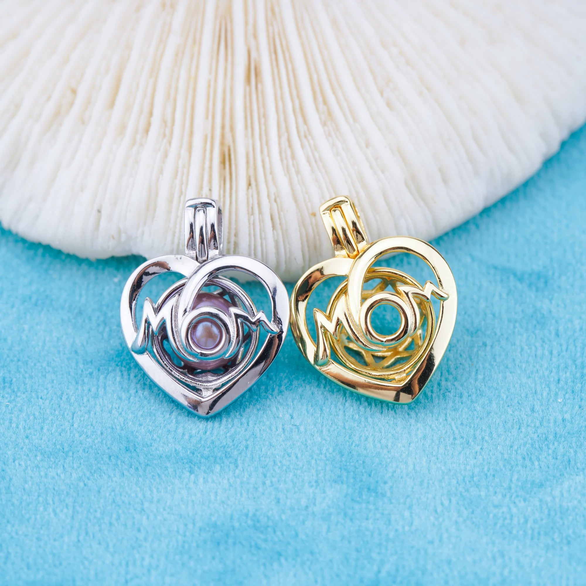 C030122 Sterling Silver Freshwater Pearl Cage Pendant Necklace Jewelry Locket for Pearl Party