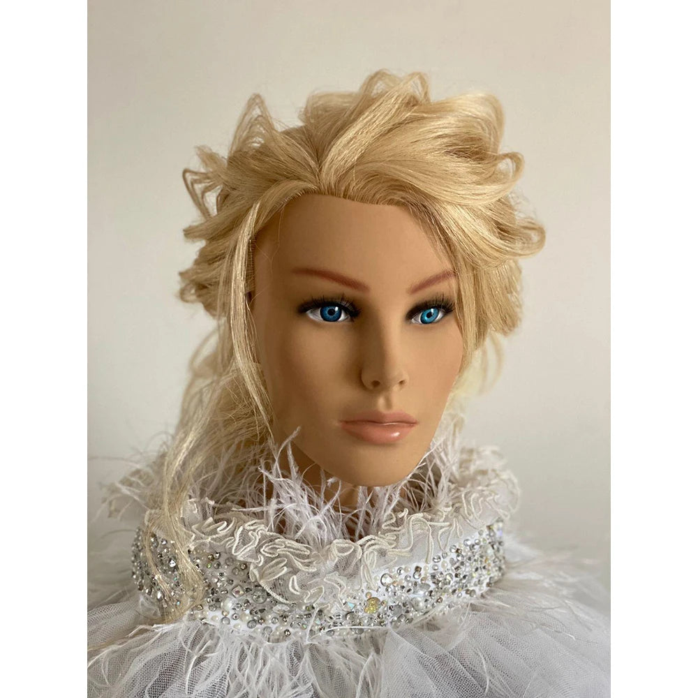 Europe Face Shoulder Bridal Human Hair Maniquin Head for Hair Training Academy School