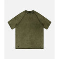 Retro Vintage French Terry Cotton Sleeve T-Shirt Distressed Acid Washed with Stone Effect 100% Cotton