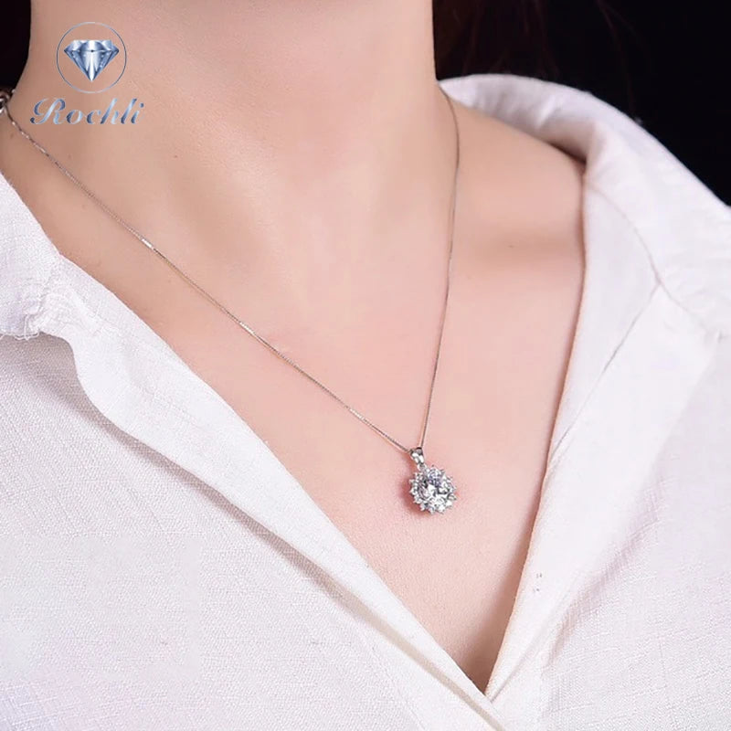 Couple Moissanite  Pendant Necklace 925 Silver Moissanite Pendant Necklace for Anniversary Gift