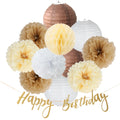 Wholesale Gold Happy Birthday Hanging Paper Pom Pom Letter Banner Honeycomb Ball Birthday Party Decoration Set