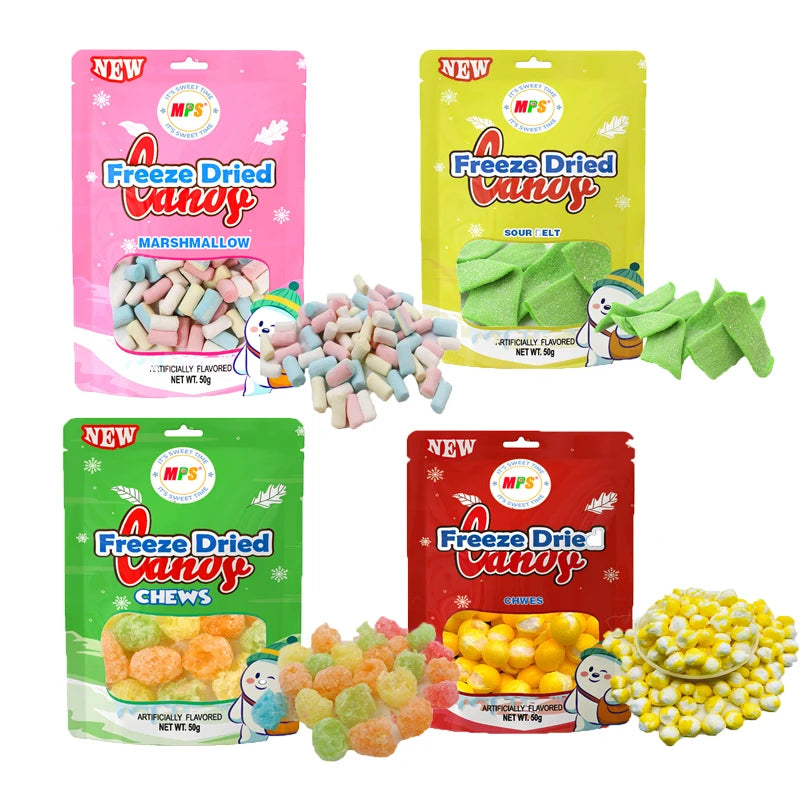Chinese Candy Supplier Manufacturers Wholesale Hot Sale Snacks Multicolor Freeze Dried Crispy Chewing Gummy Sweets