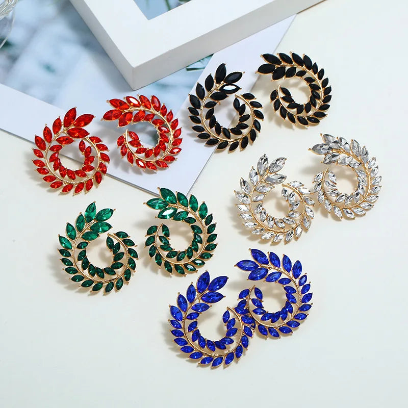 2022 INS New Style European American Fashion Leaf Zircon Dangle Earrings Gold Plated Cute Accessories for Women Hot Selling
