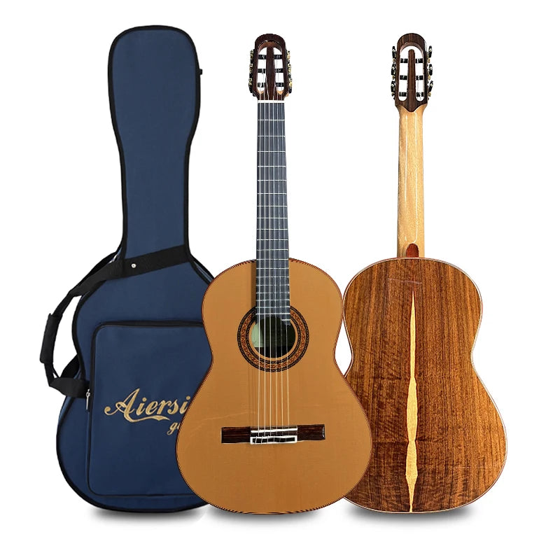 Yulong Guo  Professional Handmade Cedar Double Top Santos Back Side  A-echoes Classical Guitar for Concert From China Aiersi