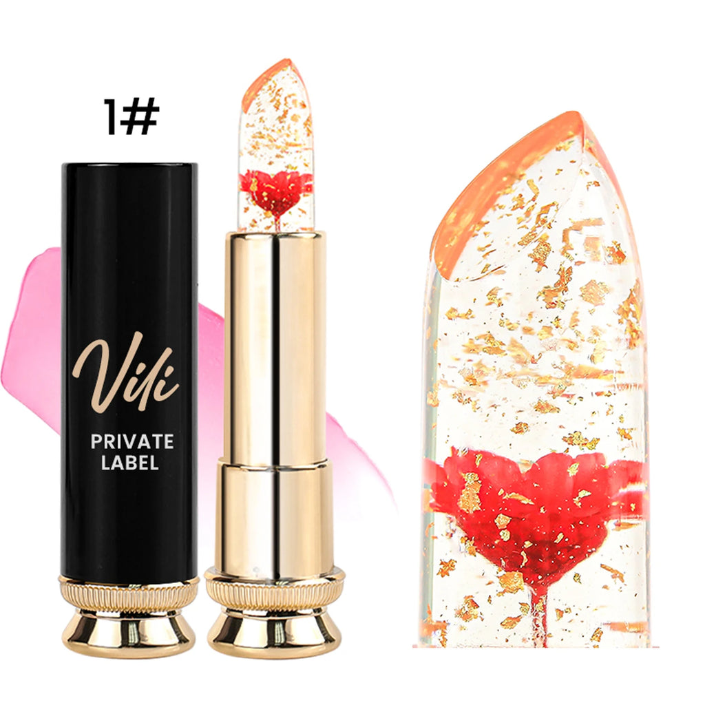 2024 Private Label Flower Magic Lipstick Lip Balm Temperature Color Changing Flower Lipstick