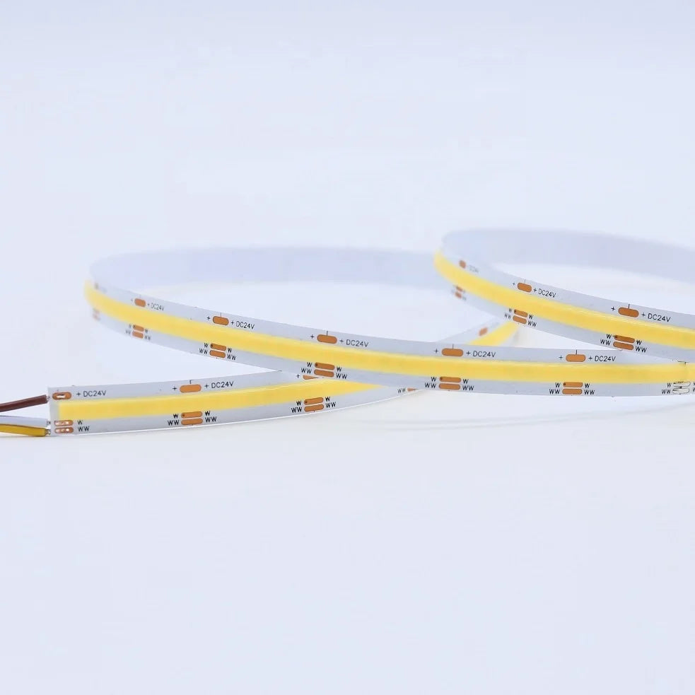 High Cri 95 98 COB 608 800 Led CCT 2700K-6500K 24v 12v Dimmable Dual Color Stripe Tape 5mm 8mm 10mm 12mm FCOB Led Strip Light