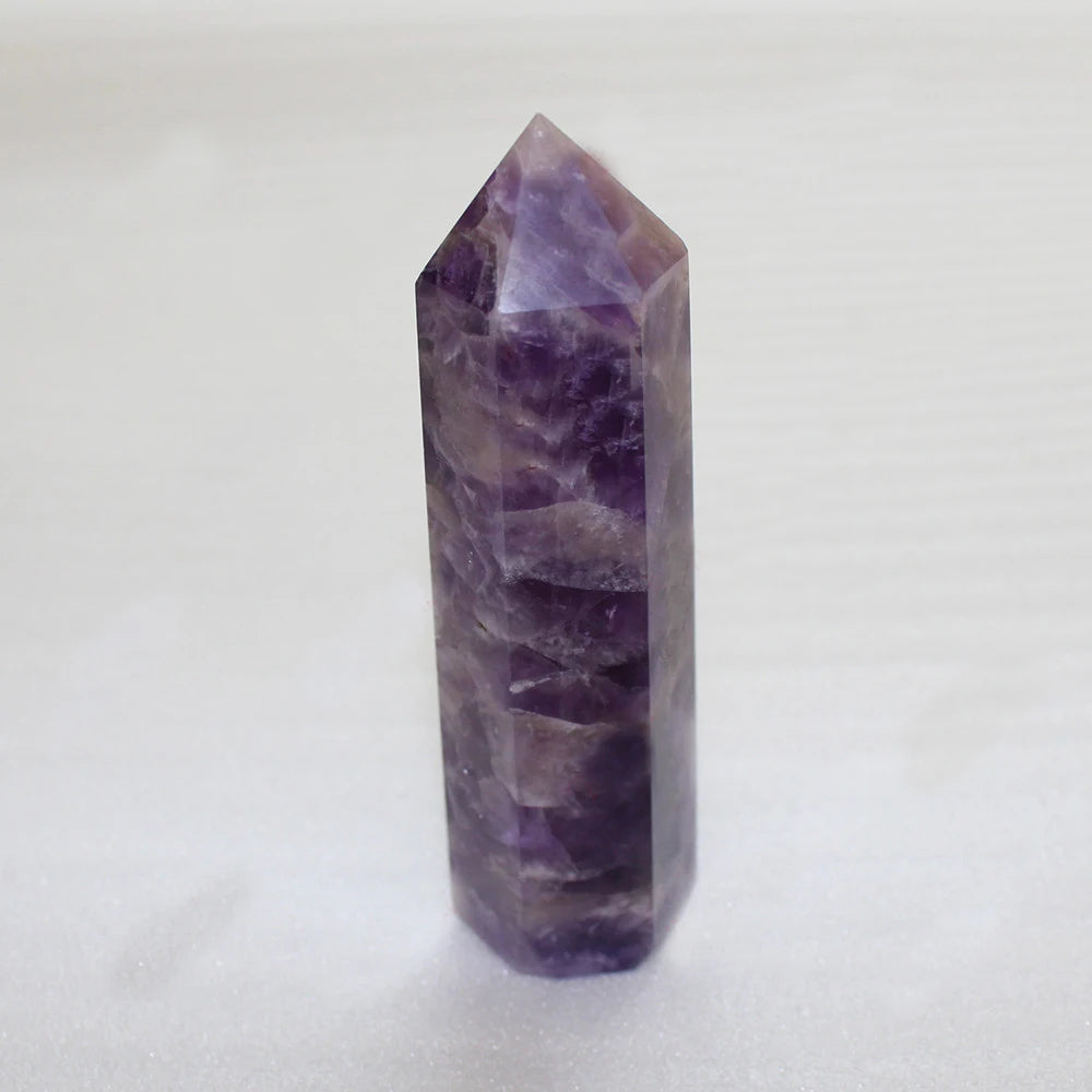 10*3cm Natural Dream Flower Amethyst Gemstone Crystal Hexagonal Pointed Faceted Prism Wand Polished Other Crystal Crafts