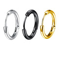 Fashion Ear Piercing Studs Stainless Steel Round Simple Closed Coil Titanium Steel Hoop Earring Stud Dangle Hoop Earrings