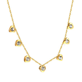 Non Tarnish 18K Gold Plated Stainless Steel White Zircon Heart Charm Pendant Necklace Jewelry for Women
