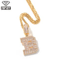 New Items Hip Hop Brass CZ Baguette Letter Pendant Necklace A-Z Initial White Gold/ Gold Color Letters Pendant Iced Out Jewelry