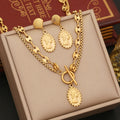 Wholesale Stainless Steel Waterproof Jewelry Set 18K Gold Plated Double Layer Necklace Vintage Jewelry for Women and Girls
