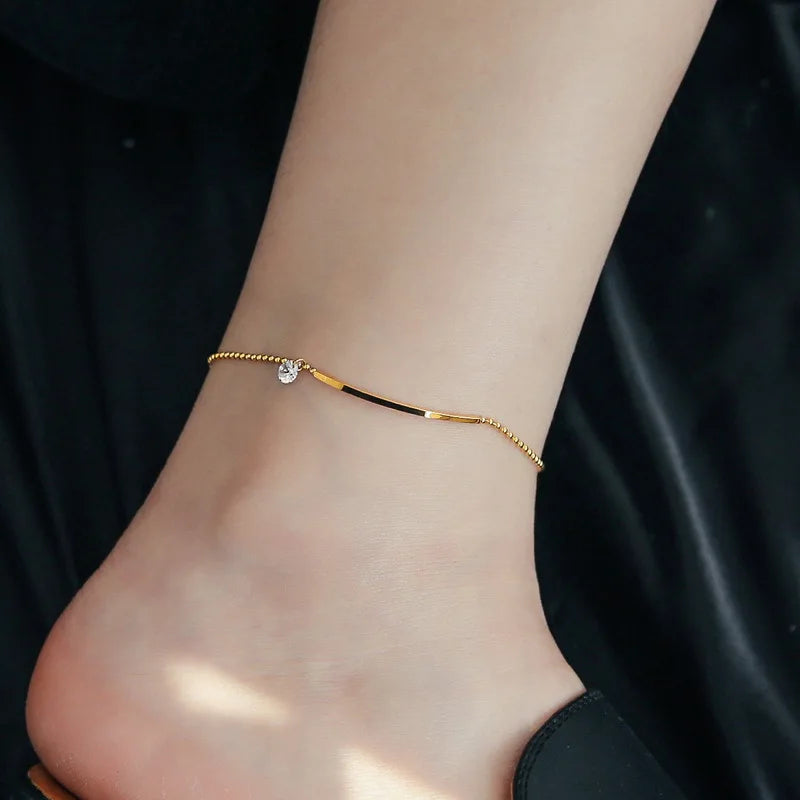 FanYue Ins Top Selling 2023 Anklets for Women 18k Gold Stainless Steel Smile Face Gold Anklet Titanium Steel for Women