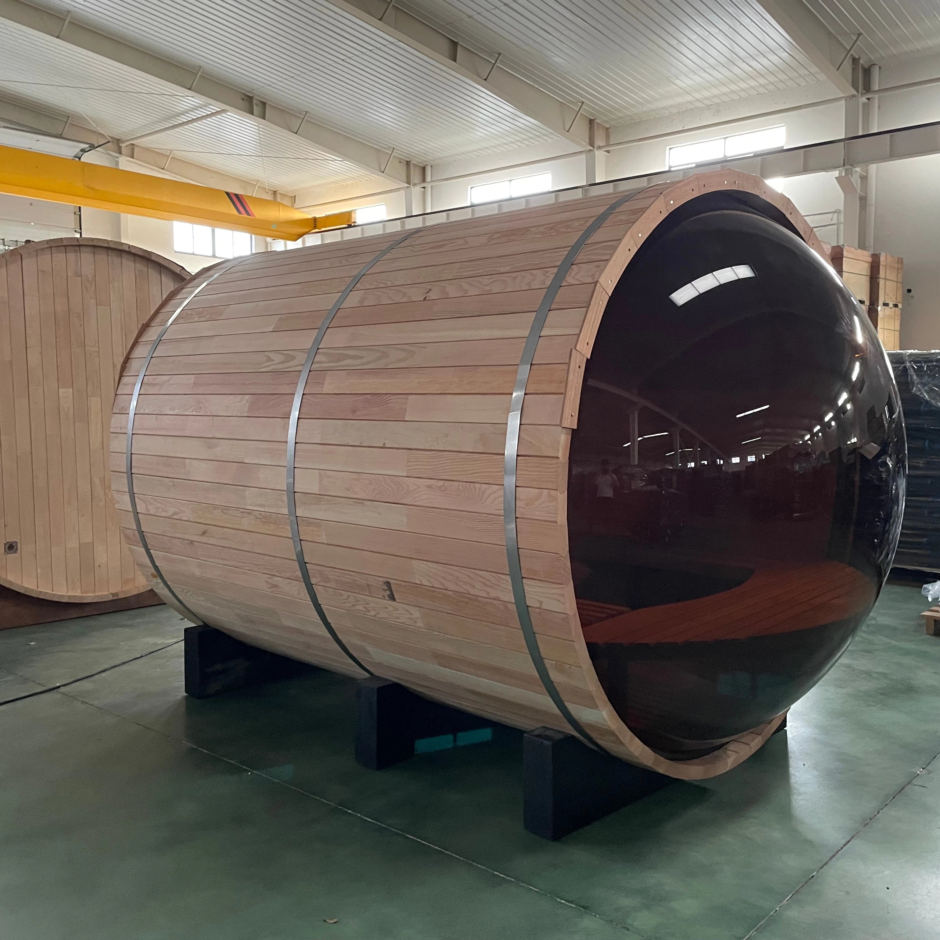 Solid Wood 2-6 Person Outdoor Hotel European Dry Steam Sauna Kit 40mm Hemlock Barrel Cedar Canadian Red Computer 6KW 9KW Stove