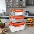 LIHONG Meal Prep Stainless Steel Lunch Box with Divider Plastic Food Container Metal Bento Box Microwave Safe Eco Friendly