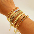 Hot Sale Stainless Steel Colorful Zircon Snake Mesh Chain Bracelet 18K Pvd Gold Plated Paperclip Chain Bracelet for Women