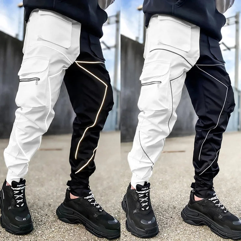 Fall Custom Logo Pantalones Jogger Para Hombre Reflective Cargo Pant Men's Jogger Pants Multi-Pocket Reflective Pants