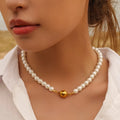 Magentice Charm 18K Gold Plated Stainless Steel Jewelry Gift Waterproof Shell Pearl Choker Necklace for Women