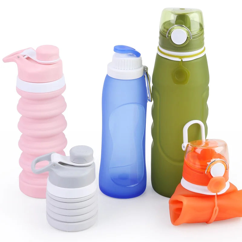 Custom Logo BPA Free Food Grade Silicone Sublimation Collapsible Clear Bicycle Gym Sports Water Bottles