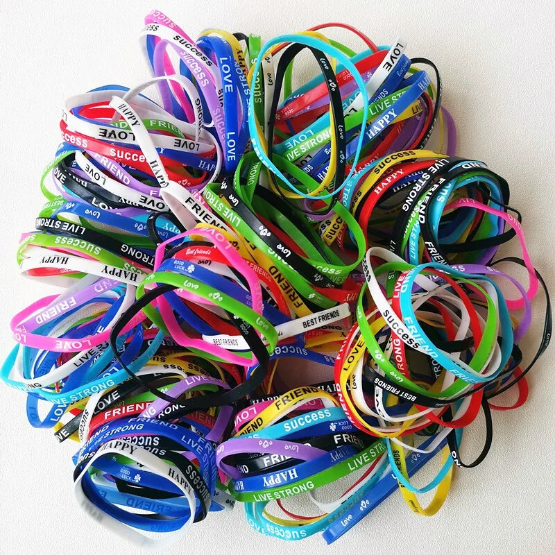 Back to School Supplies Stationery Promotional Custom Logo Design Rubber Bracelet Wrist Bands Customised Silicone Wristband