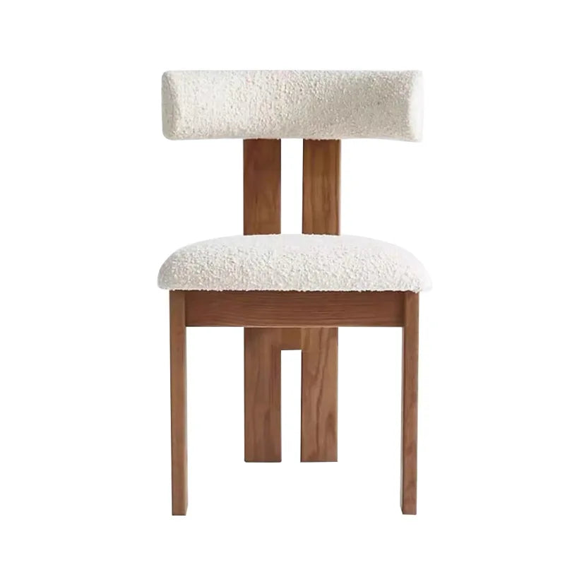 Designer Medieval Simple Household Lamb Wool Solid Wood Dressing Home Casual Dining Chair