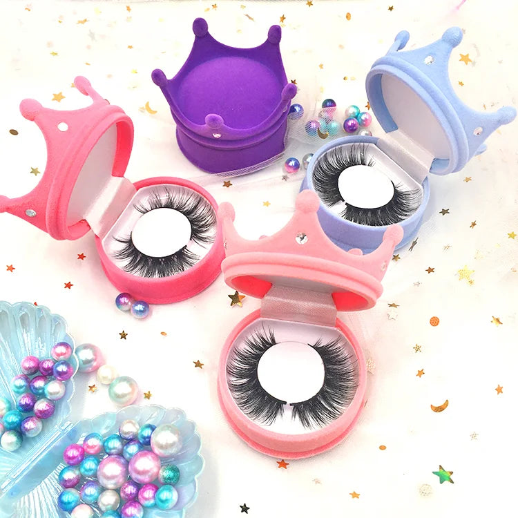 Eyelashes Wholesale Lashese With case Crown Eyelash Packaging Box Makeup & Tools Private Label Eyelash case
