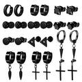 12 Pairs Stainless Steel Black Stud Earrings for Men Women Huggie Earring Ear Piercing Set Hoop