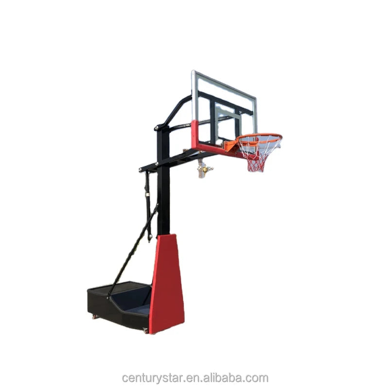 Professional Century Star Basketball Hoop Outdoor Standard Size with Tempered Glass Backboard Weatherproof Nylon Net for Adults
