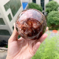 New Arrival Nature Crystal Ball Red Fire Quartz Mixed Garden Quartz Sphere Hand Carved Polished for Sale