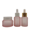 15g 30g 50g Cream Jar Empty Matte Pink Frost Glass Cosmetic Serum Essential Oil Dropper Bottle 15ML 30ML 60ML