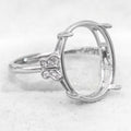 Sterling Silver 13*17mm Semi Mount Ring Empty Frame Blank Support Claws Setting S925 Base Holder Without Center Stone for Inlay
