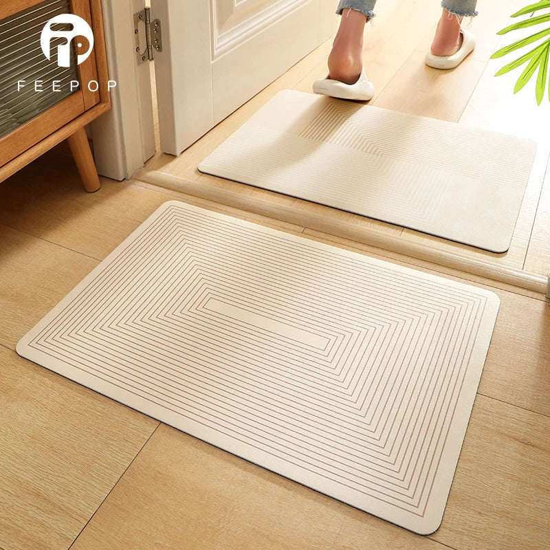 New Design Eco-Friendly Durable Diatomaceous Earth Bath Mat with Geometric Pattern Super Absorbent & Anti-Slip Features