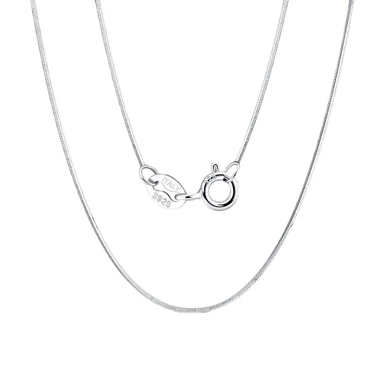 Wish Jewelry 100% 925 Sterling Silver Chains Necklace 40cm 45cm 50cm Thin Round Snake Chain Necklace for Jewelry DIY