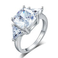 Luxury Jewelry Radiant Double Triangle Stone Engagement Wedding Rings Couple Sterling Silver 925 Rings