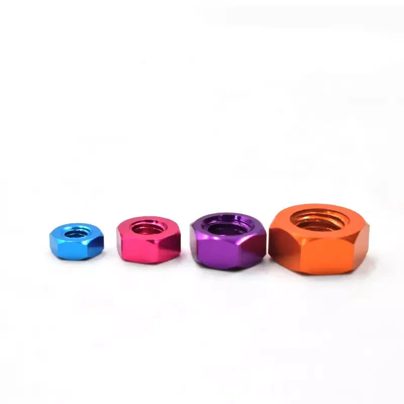 6061 Colored Aluminum Alloy Hex Nut DIN934 M3M4M5M6M8 Hex Nut With Anti-Losening Lock Screw Cap DIN Standard