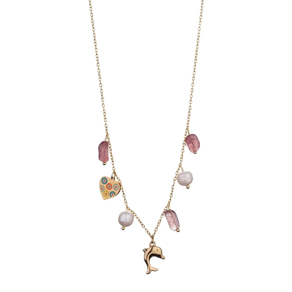 2026 New LIVE4U Ins Hot Sale Design Colorful Natural Stone Bead Pendant Necklace Trendy Stainless Steel Pendant Necklace